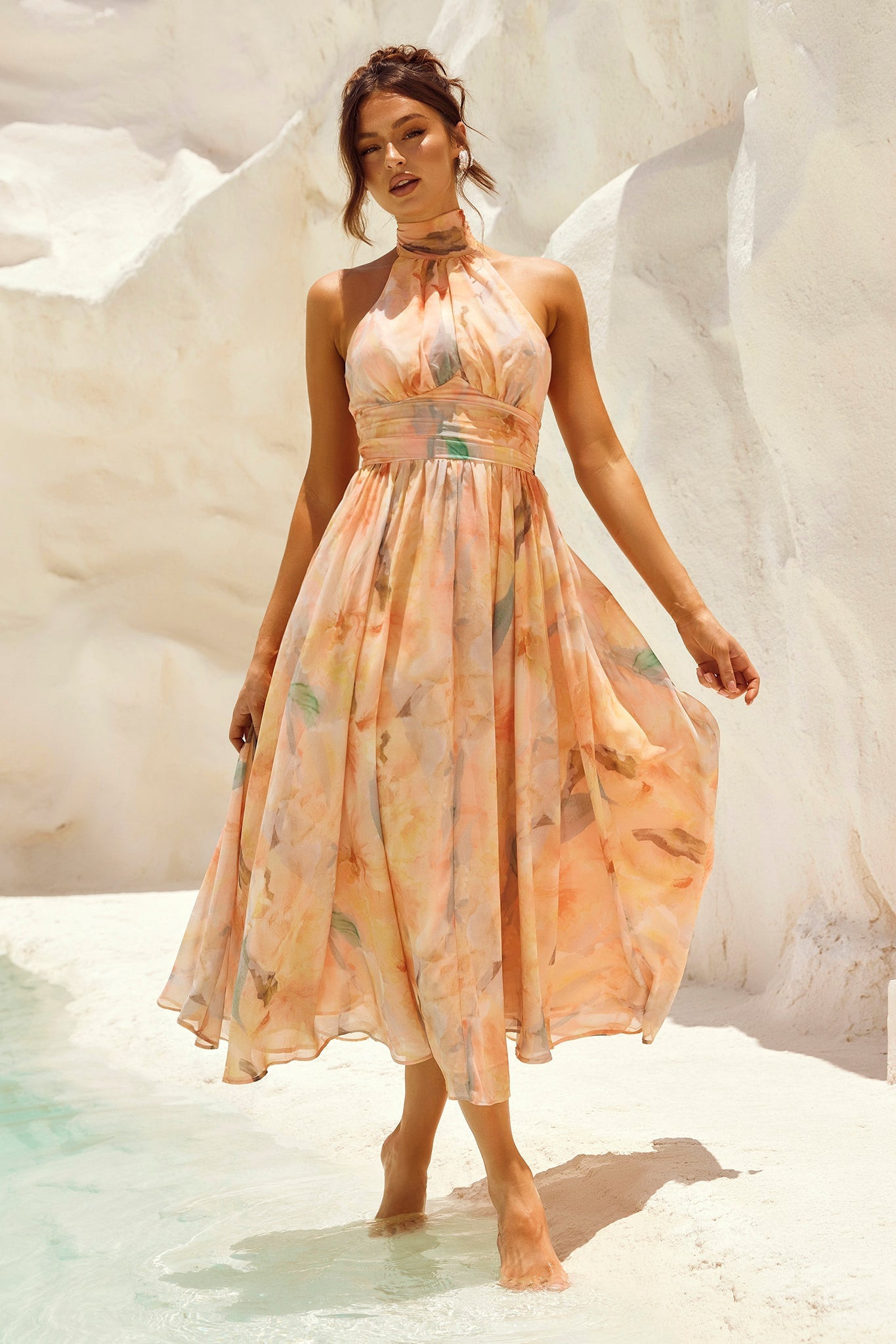 Daylight Midi Dress - Peach | Sage and Paige AUS.