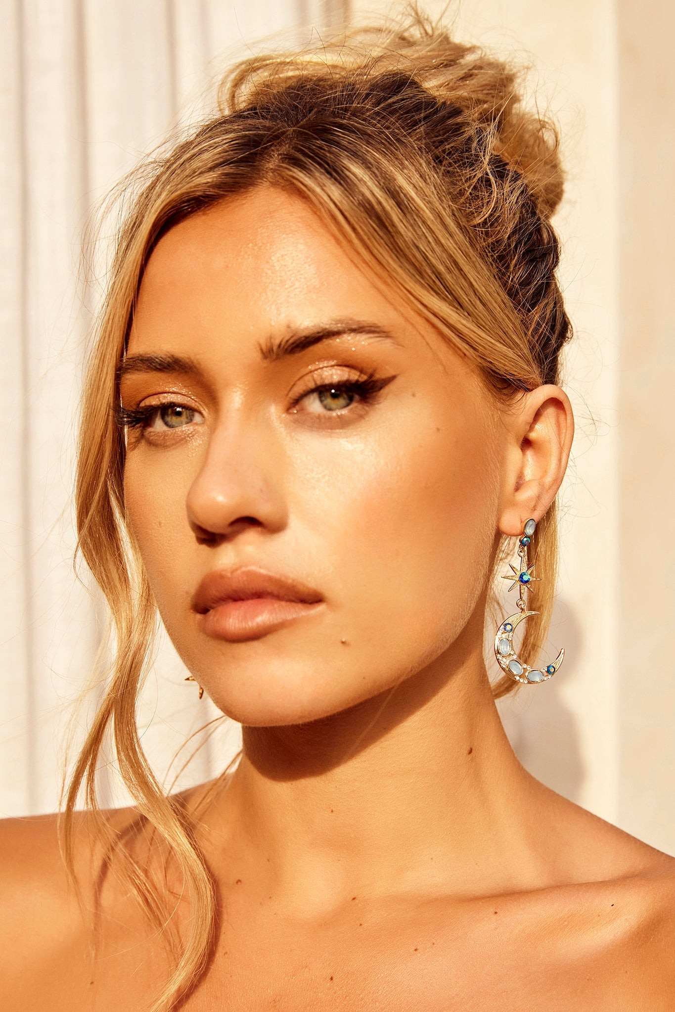Luna Eclipse Earrings - Gold Blue | Sage and Paige AUS.