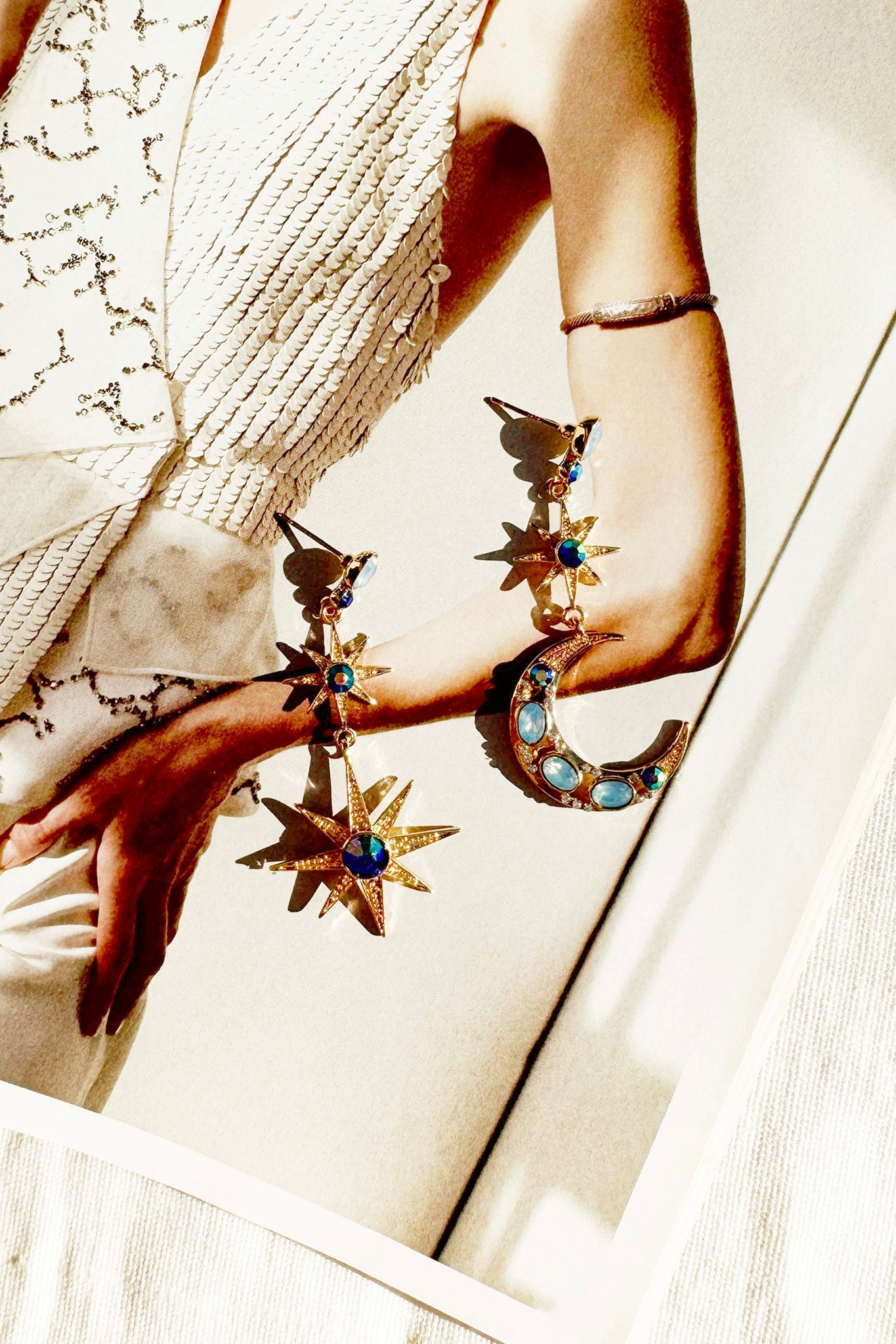 Luna Eclipse Earrings - Gold Blue | Sage and Paige AUS.