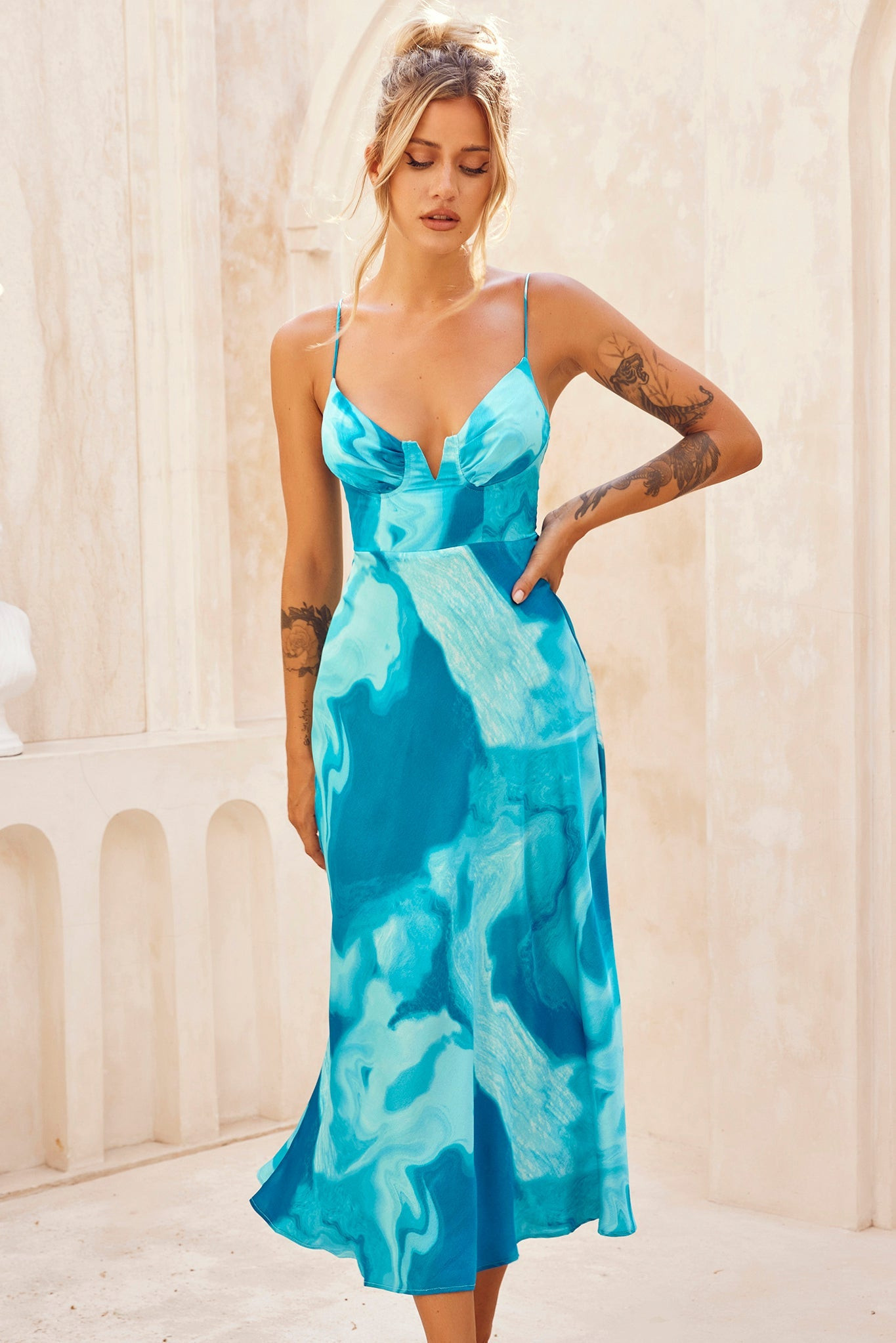 Art Of Love Midi Dress - Aqua | Sage and Paige AUS.