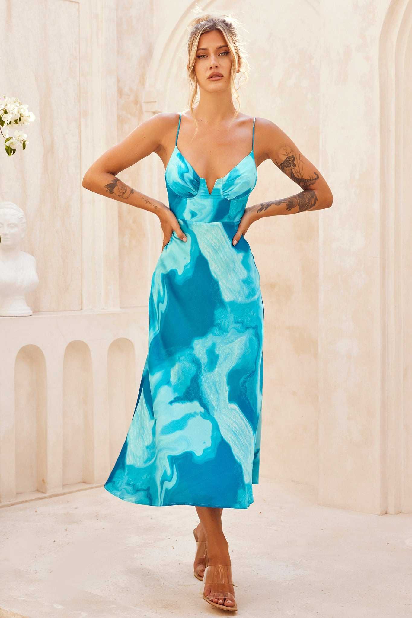 Art Of Love Midi Dress - Aqua | Sage and Paige AUS.