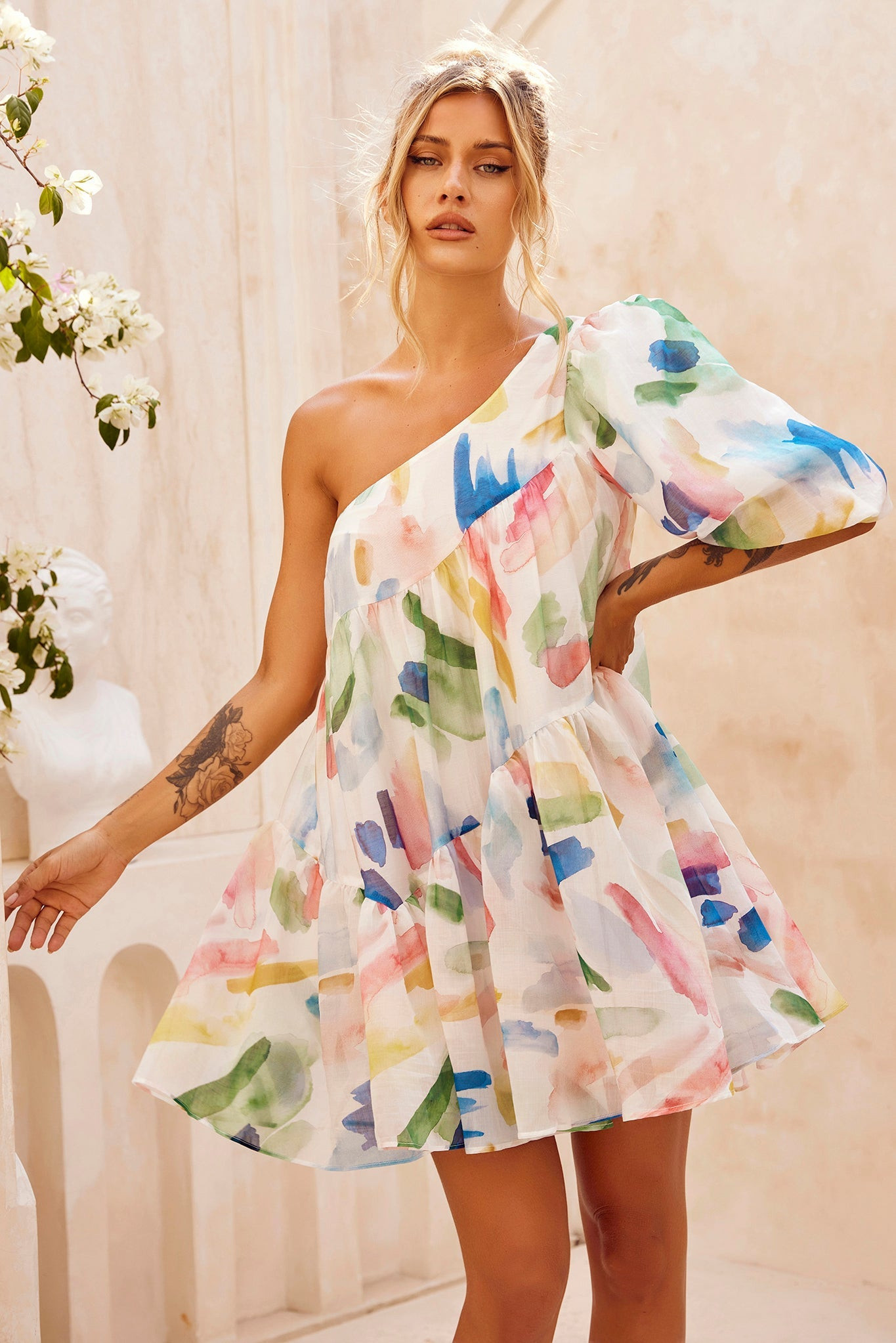 In Our Dreams Mini Dress - White Multi | Sage and Paige AUS.