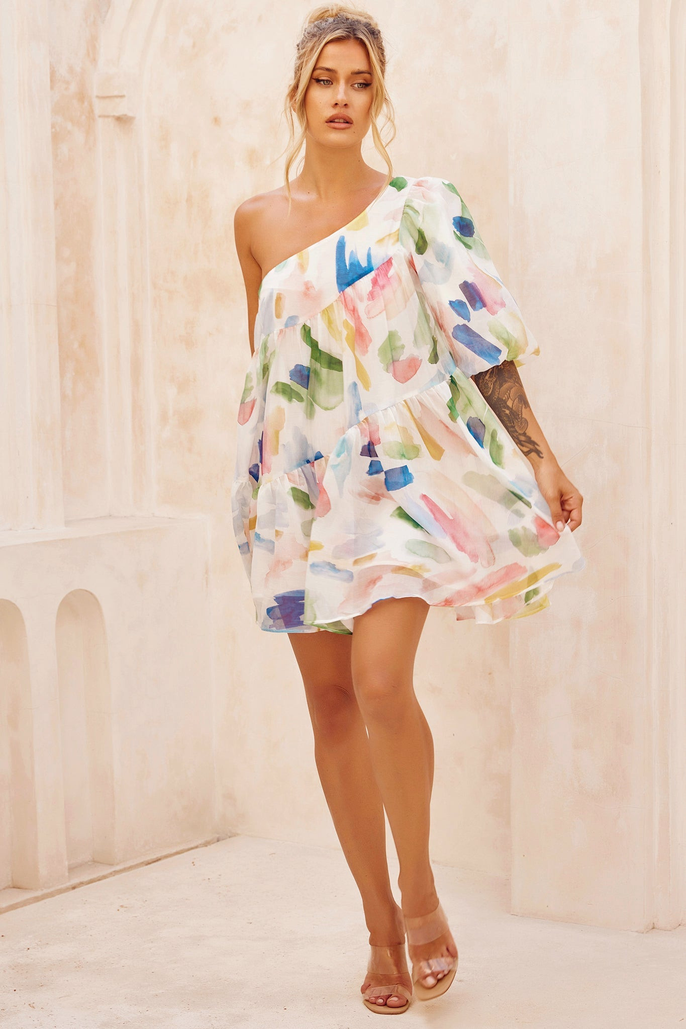 In Our Dreams Mini Dress - White Multi | Sage and Paige AUS.