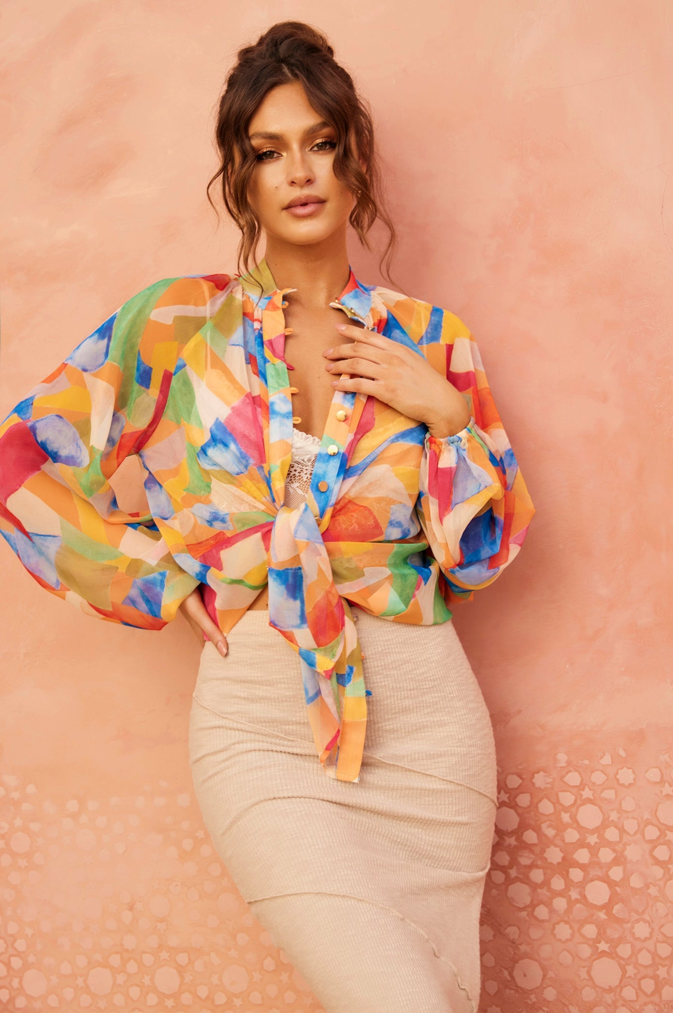 Hot Shot Blouse - Orange Multi | Sage and Paige AUS.