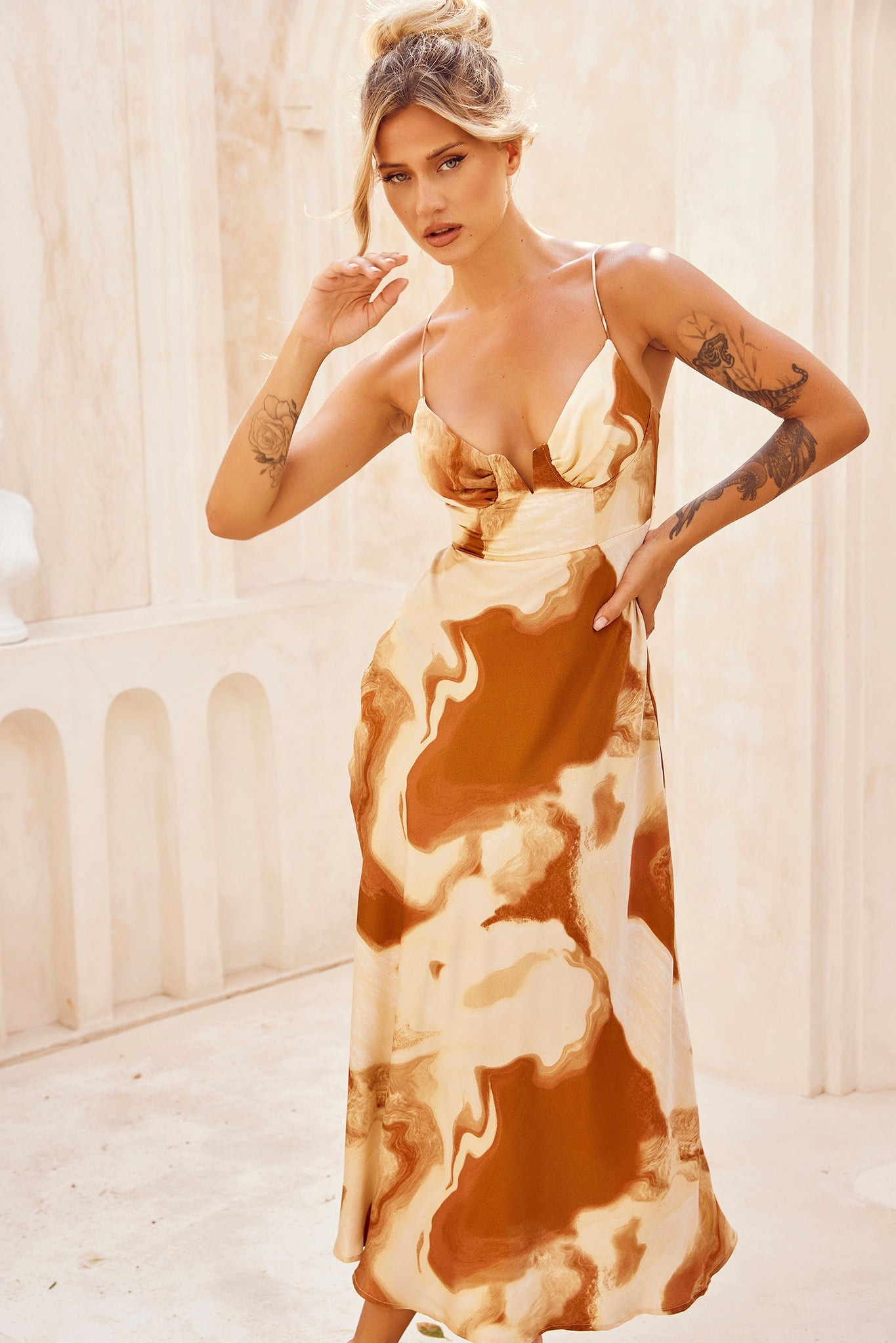 Art Of Love Midi Dress - Tan | Sage and Paige AUS.