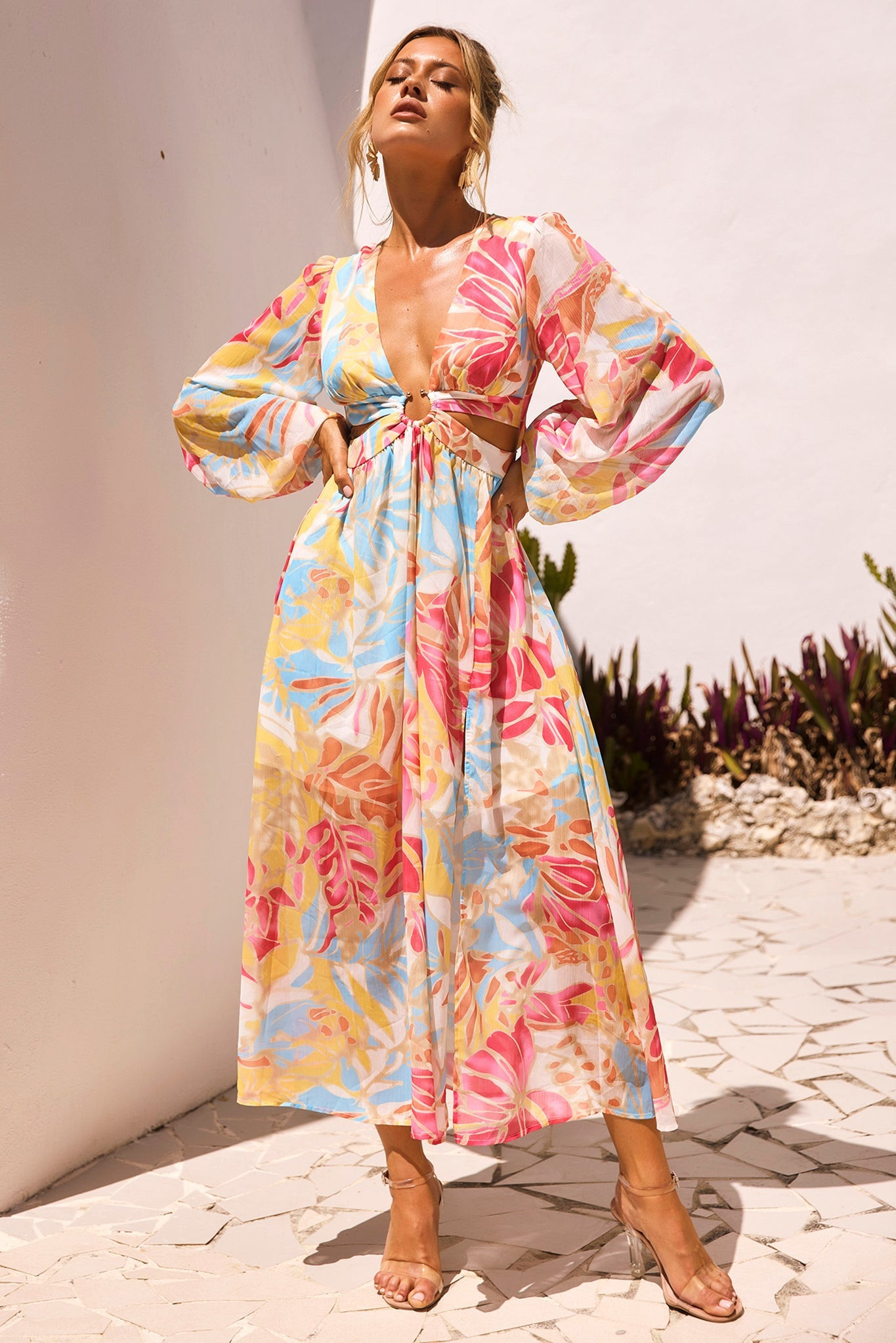 Tara Midi Dress - Red Multi | Sage and Paige AUS.