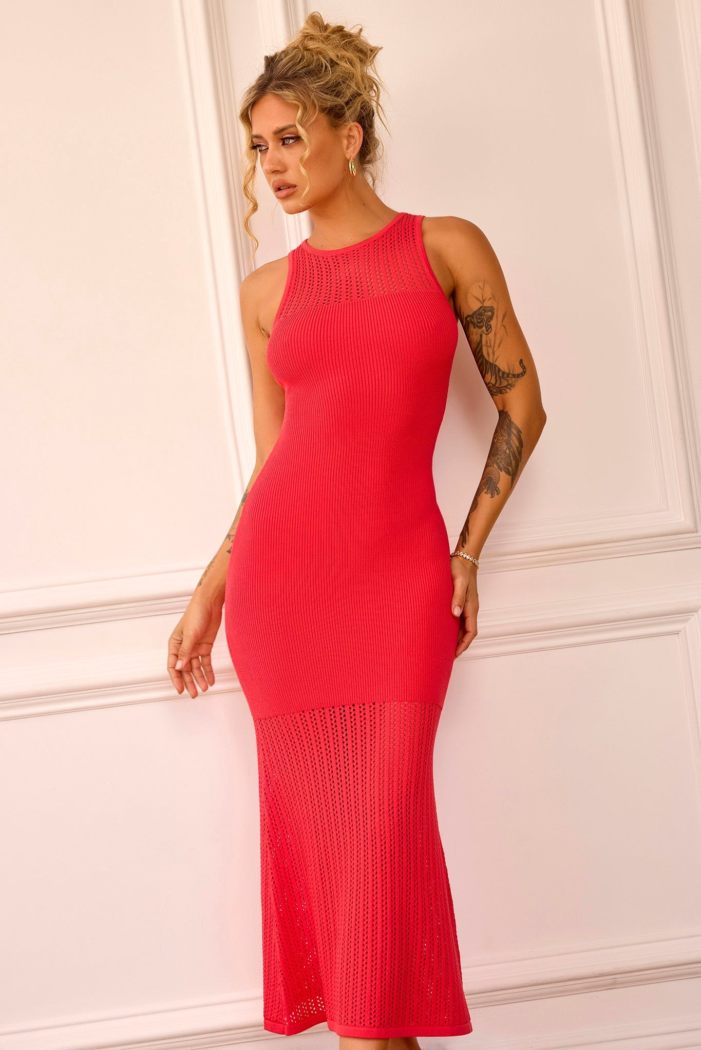 Butterfly Effect Knit Midi Dress - Red | Sage and Paige AUS.