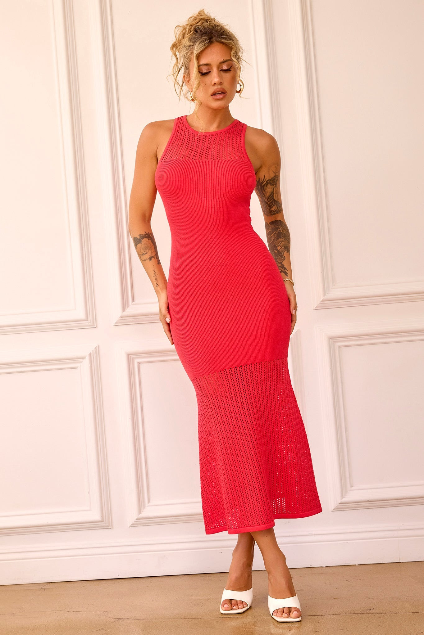 Butterfly Effect Knit Midi Dress - Red | Sage and Paige AUS.