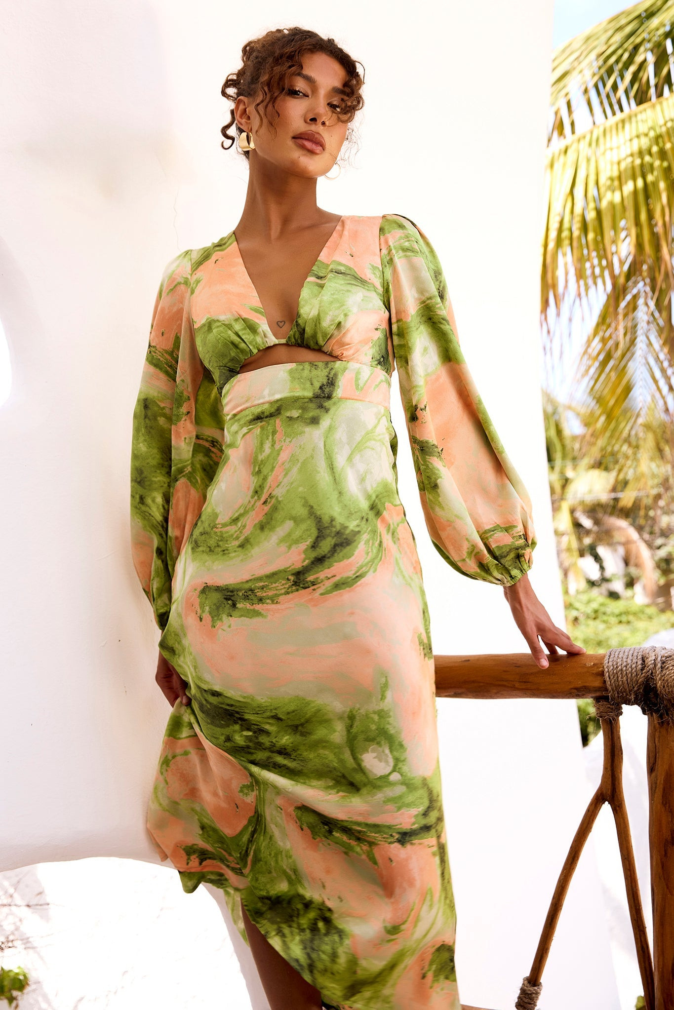 Young And In Love Midi Dress - Green Multi | Sage and Paige AUS.