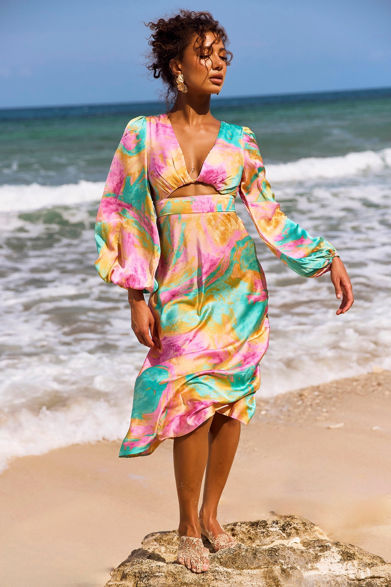 Young And In Love Midi Dress - Pink Multi | Sage and Paige AUS.