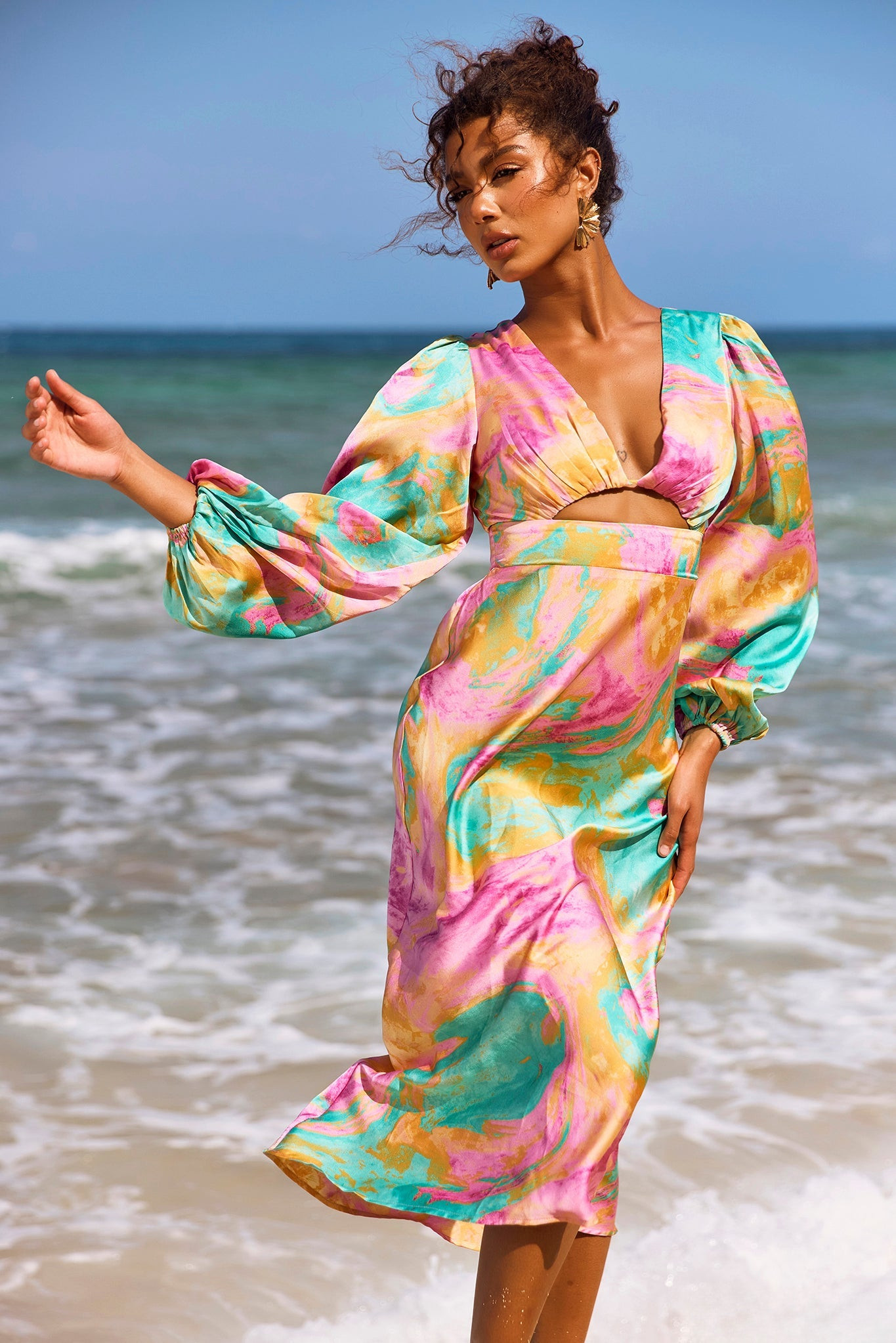 Young And In Love Midi Dress - Pink Multi | Sage and Paige AUS.