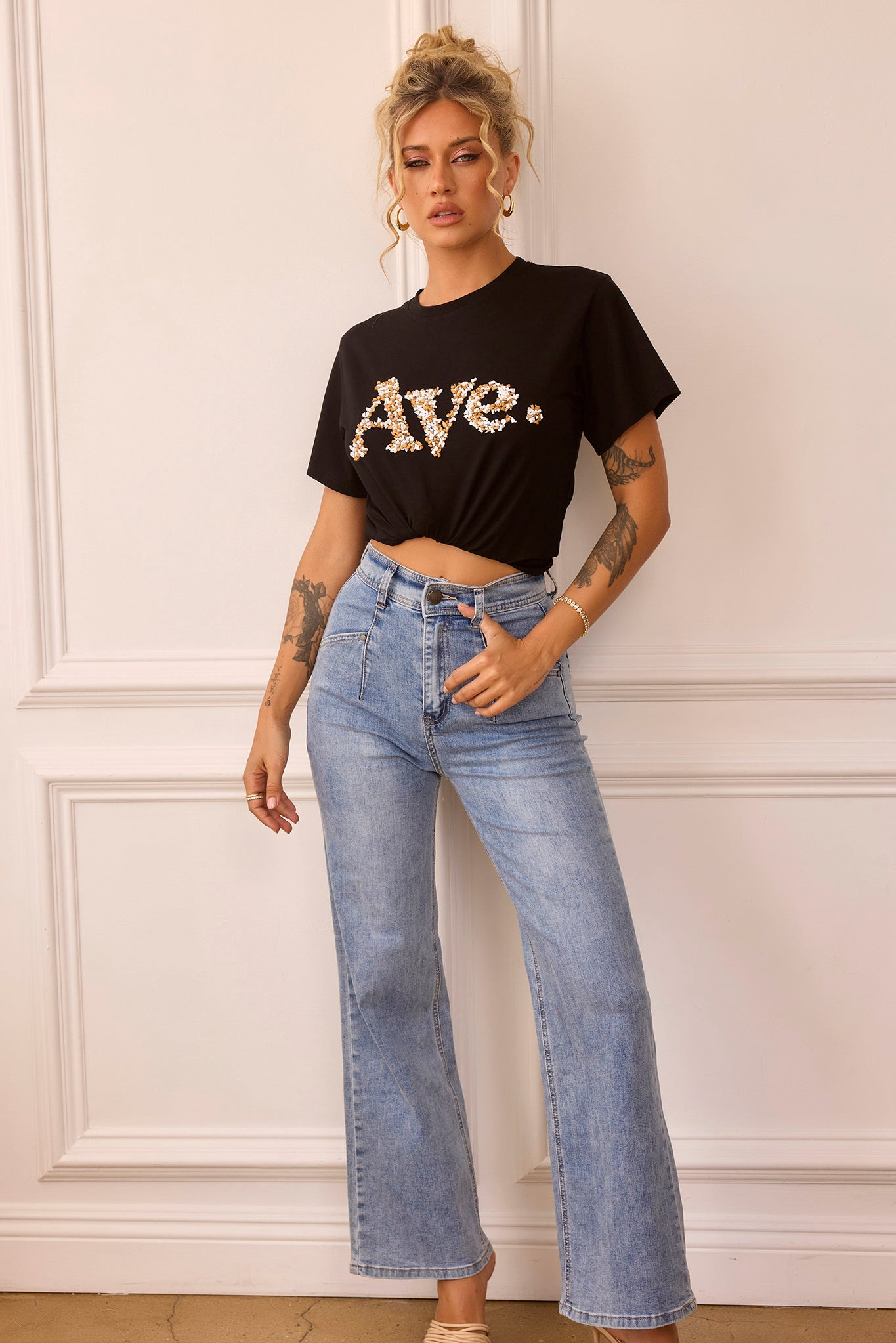 Classic Flare Jeans - Washed Blue | Sage and Paige AUS.
