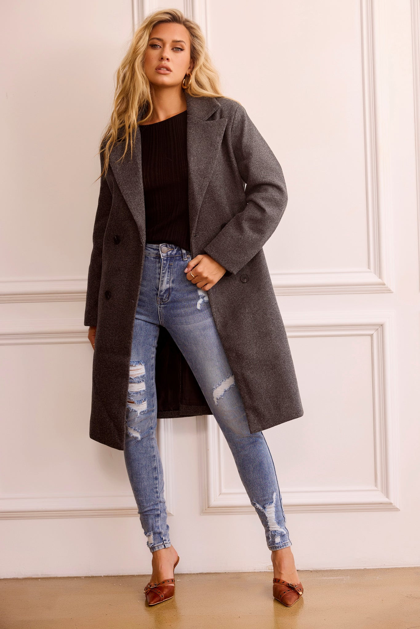 Beautiful Escape Coat - Charcoal | Sage and Paige AUS.