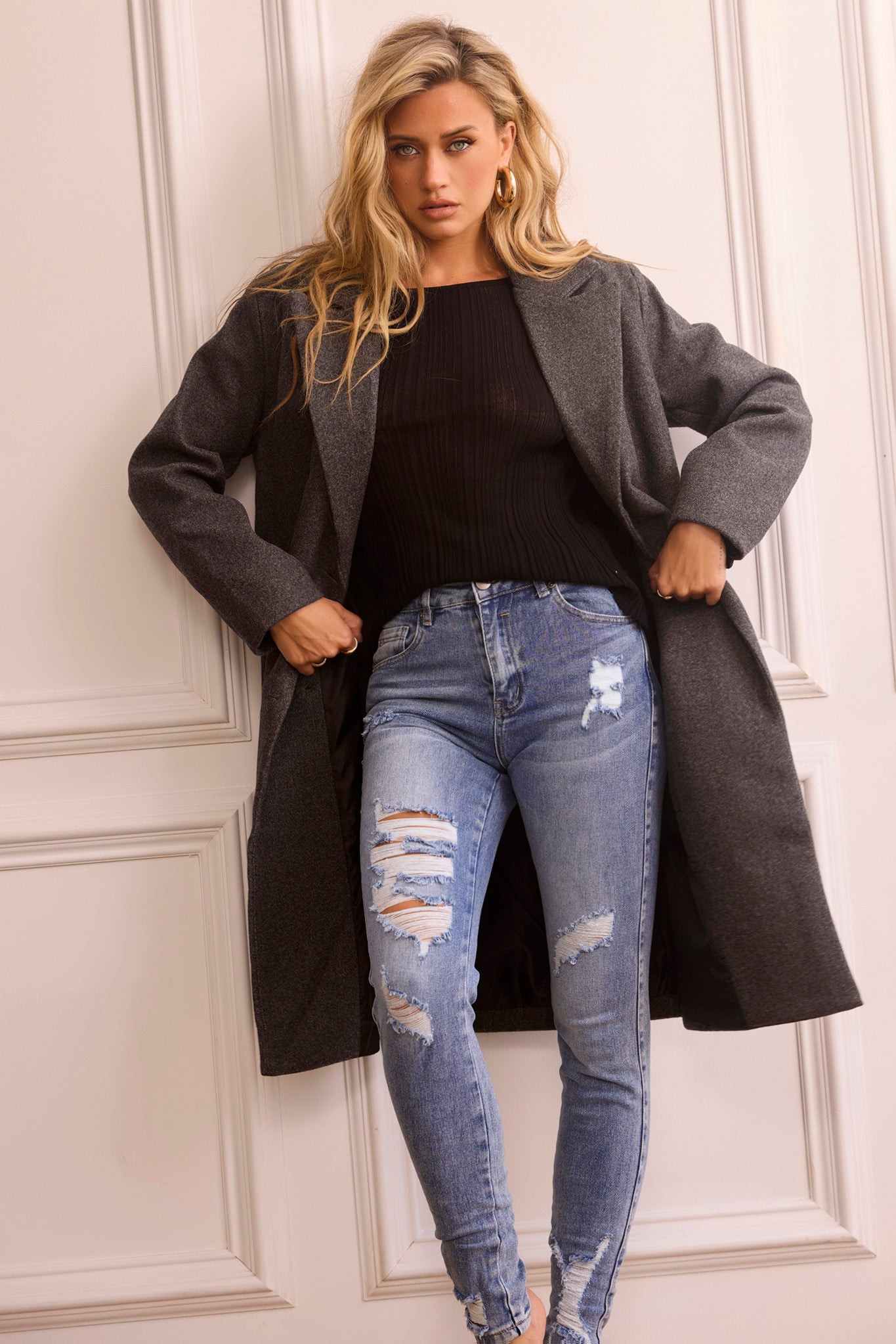 Beautiful Escape Coat - Charcoal | Sage and Paige AUS.