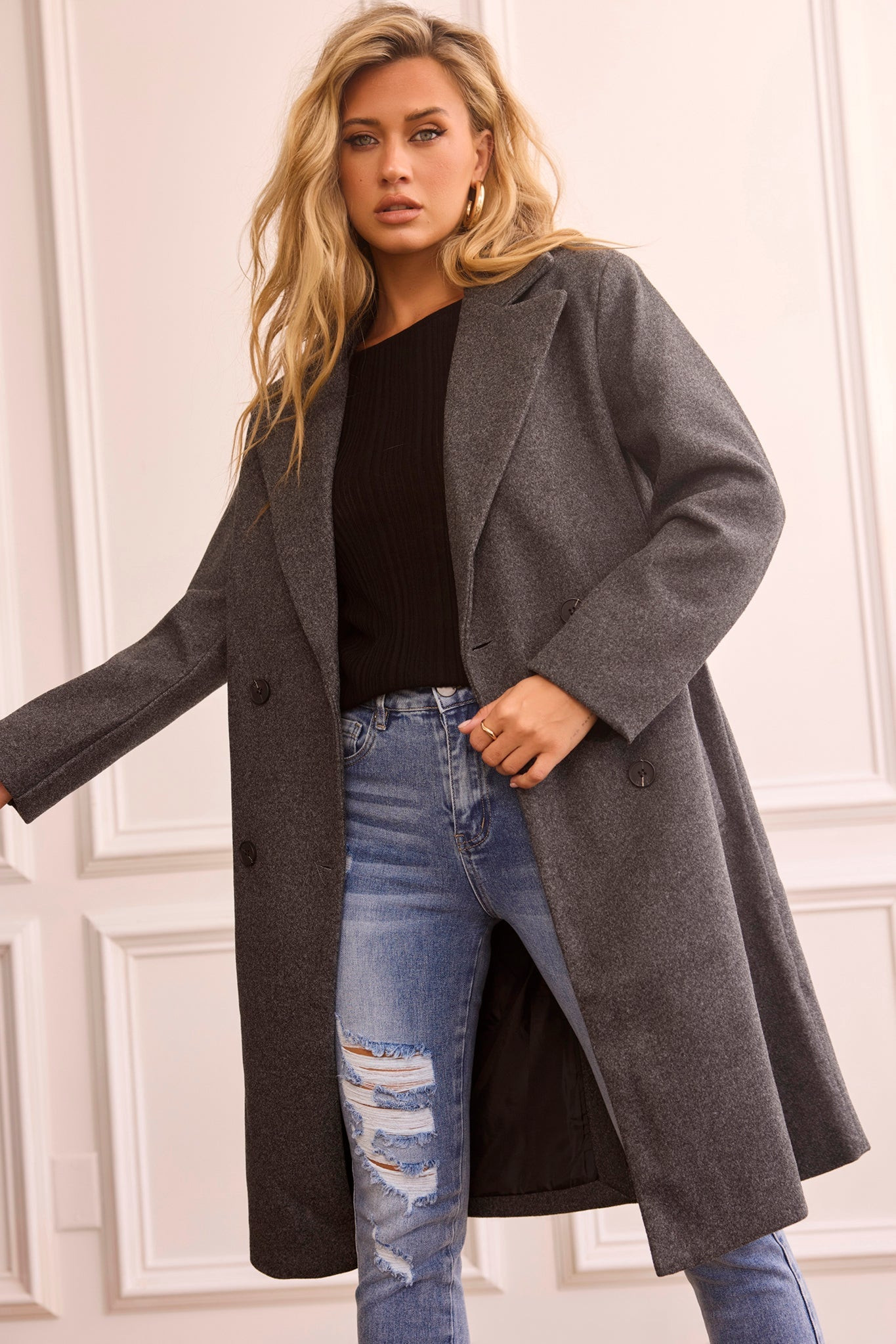 Beautiful Escape Coat - Charcoal | Sage and Paige AUS.