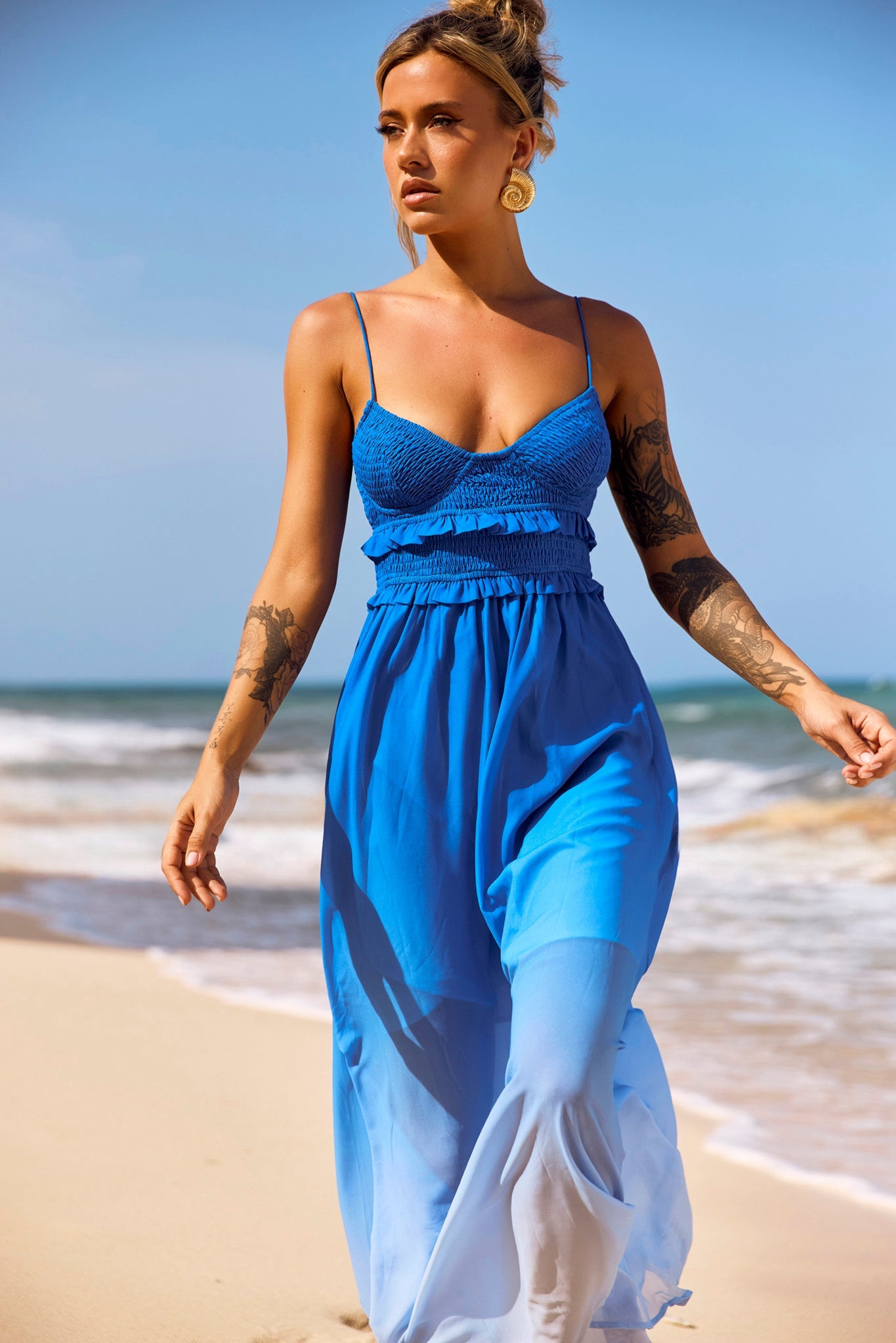 Moonscapes Maxi Dress - Blue Multi | Sage and Paige AUS.