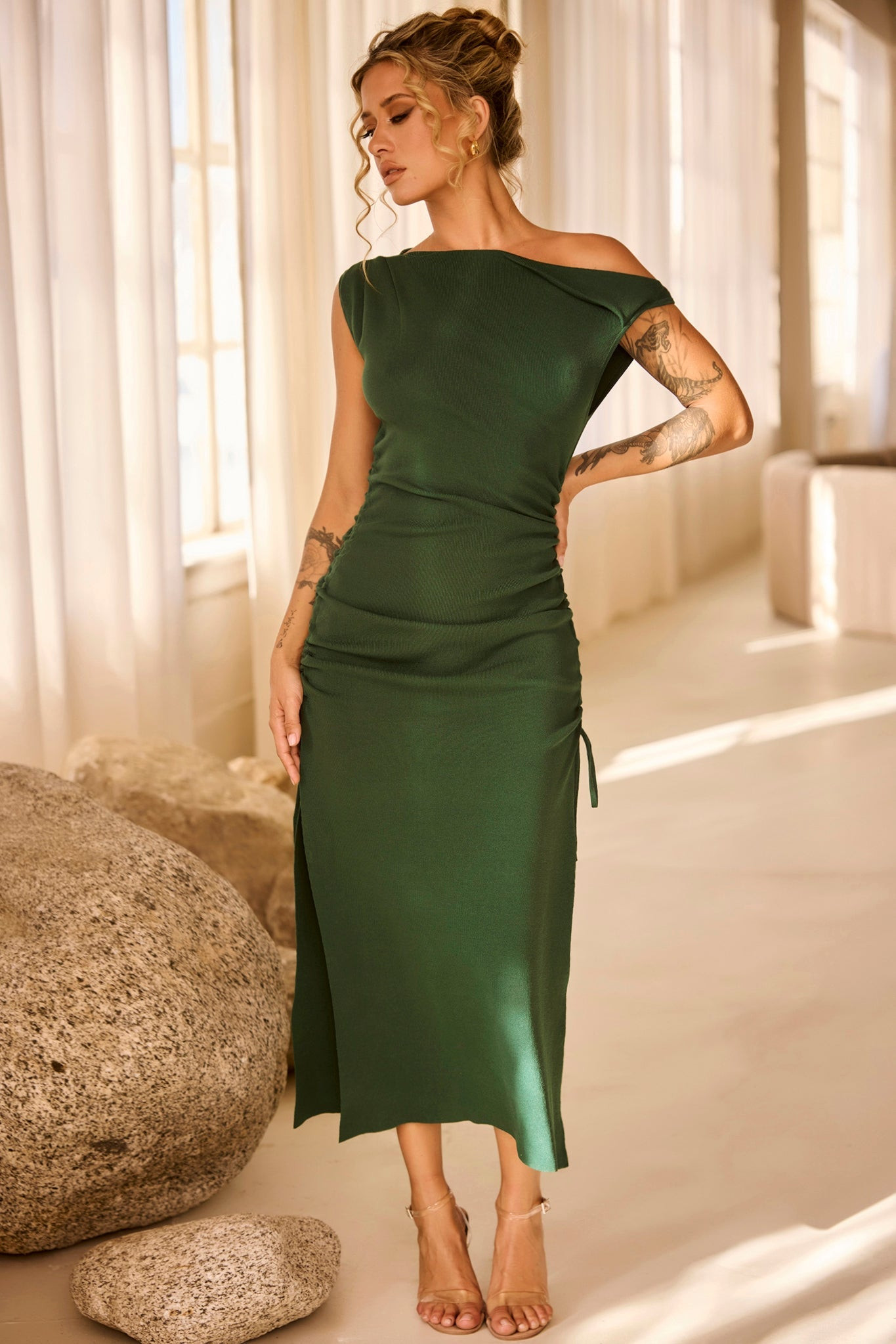 Loren Knit Midi Dress - Forest Green | Sage and Paige AUS.