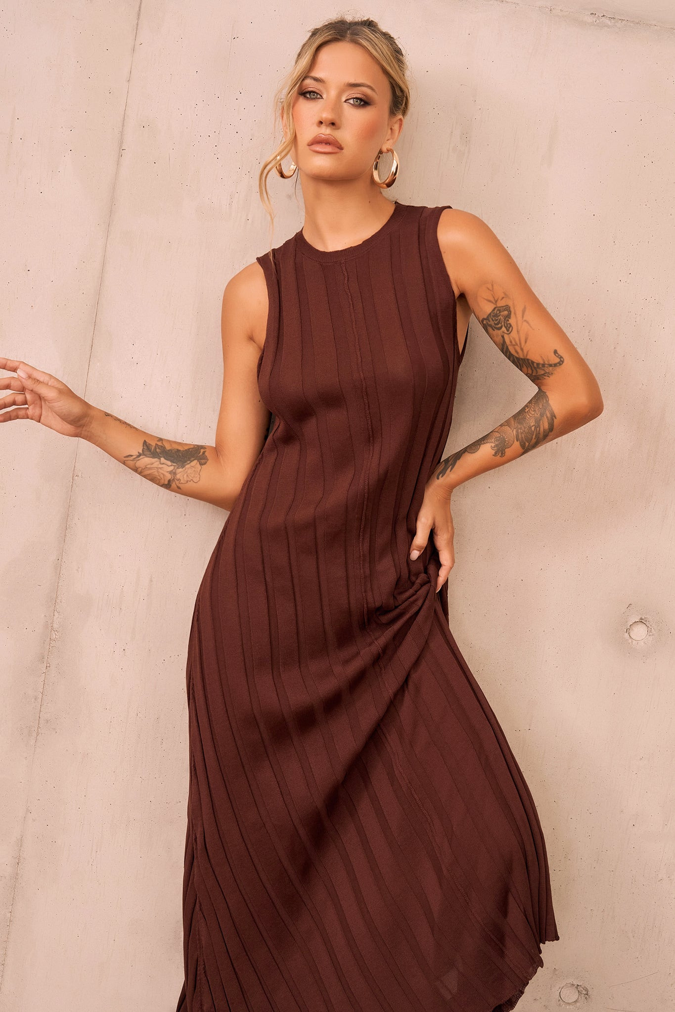 Francis Knit Maxi Dress - Chocolate | Sage and Paige AUS.