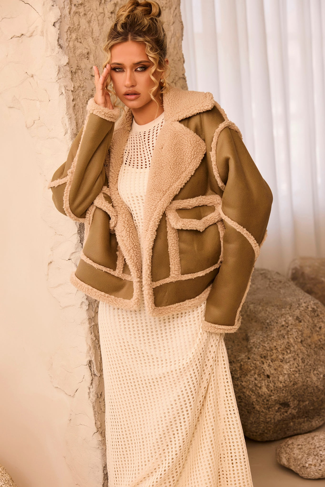 Scrunch Time Vegan Jacket - Khaki | Sage and Paige AUS.