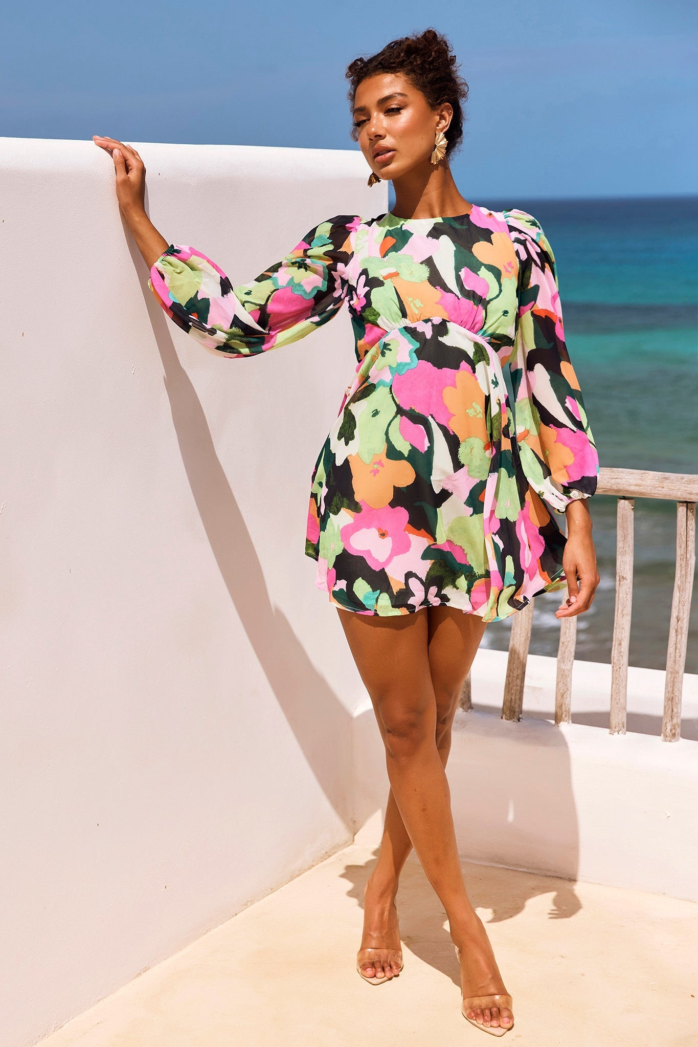 End Game Mini Dress - Green Multi | Sage and Paige AUS.