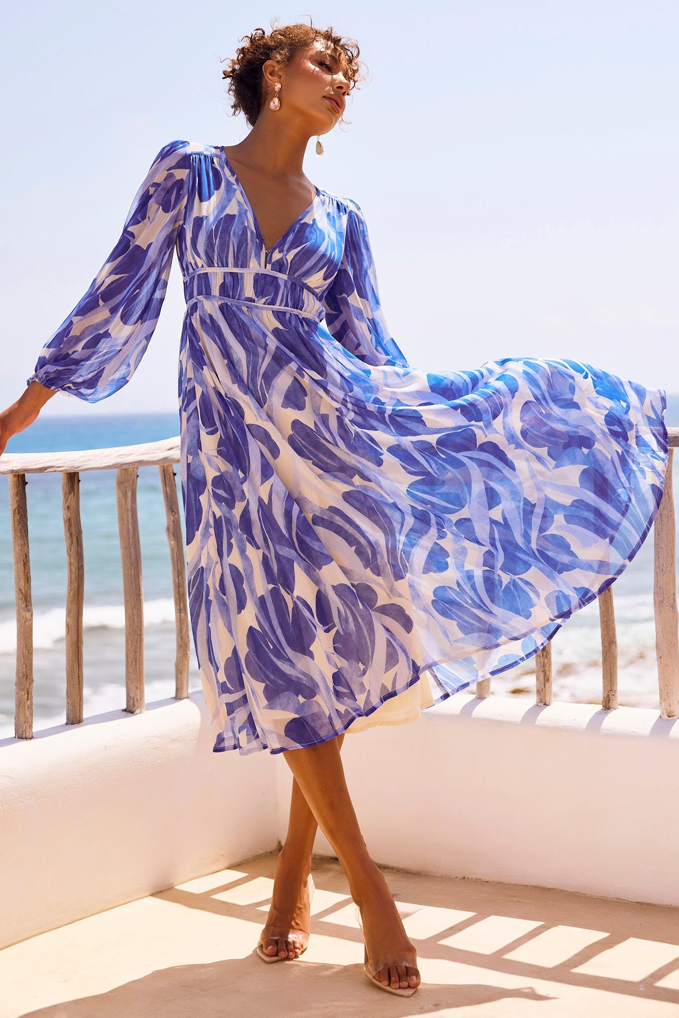 Palm Perfect Midi Dress - Blue Multi | Sage and Paige AUS.