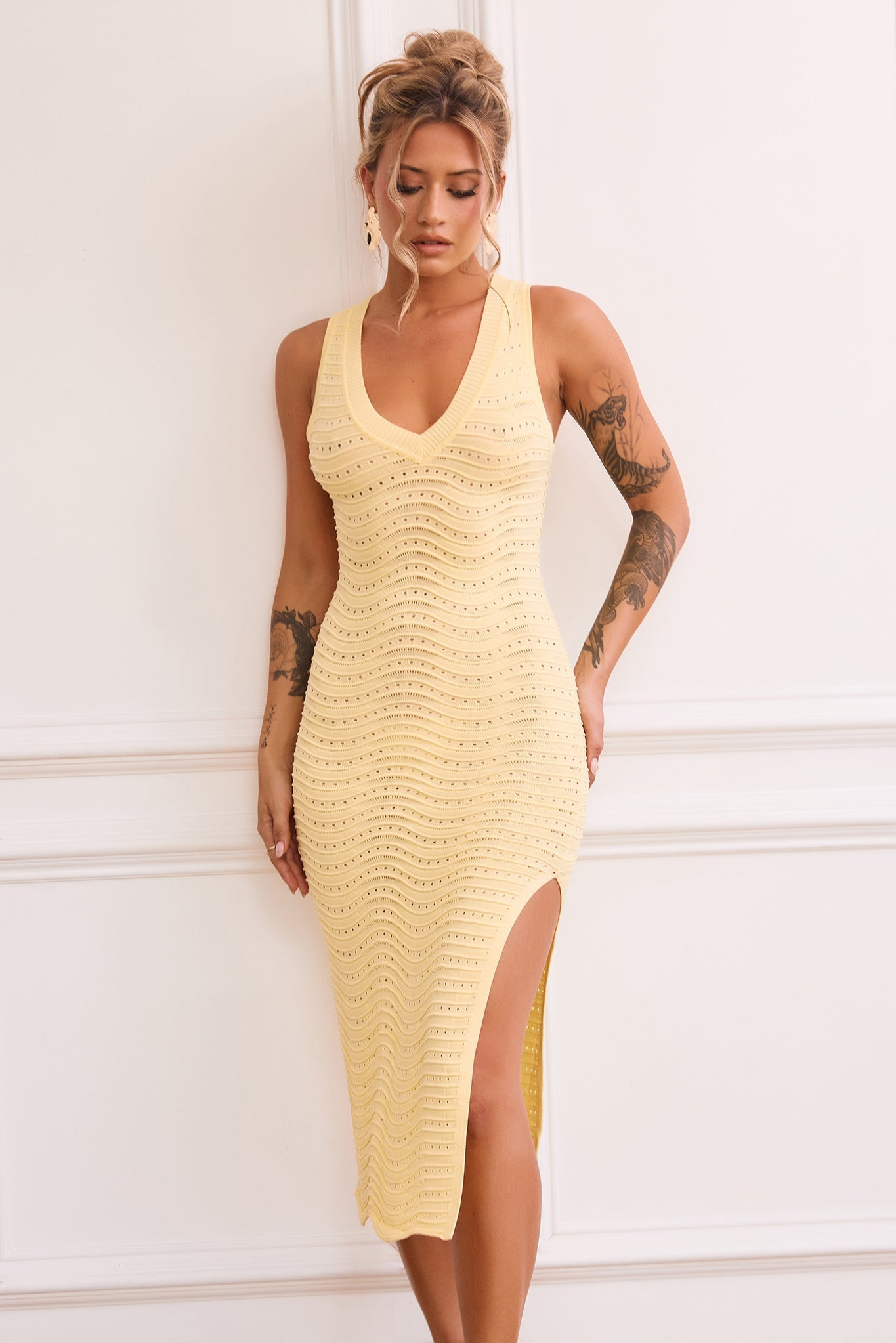 Starting Line Knit Midi Dress - Yellow | Sage and Paige AUS.