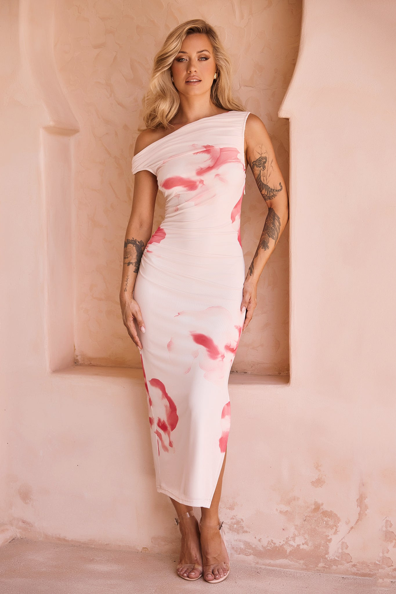 Roseberry Kiss Midi Dress - Coral | Sage and Paige AUS.