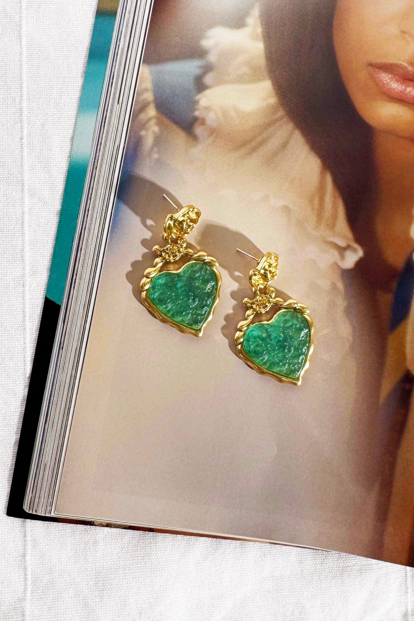 Emerald Heart Earrings - Green | Sage and Paige AUS.