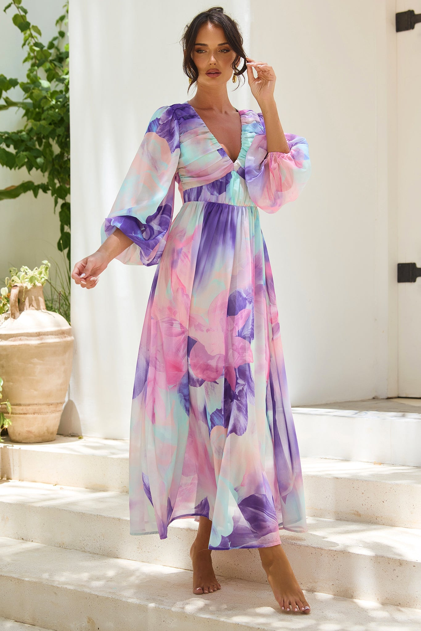 Coastlines Maxi Dress - Purple Multi | Sage and Paige AUS.