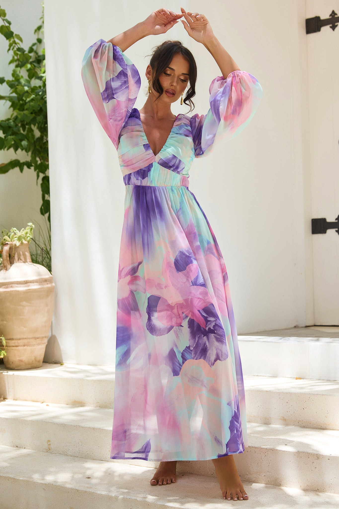 Coastlines Maxi Dress - Purple Multi | Sage and Paige AUS.