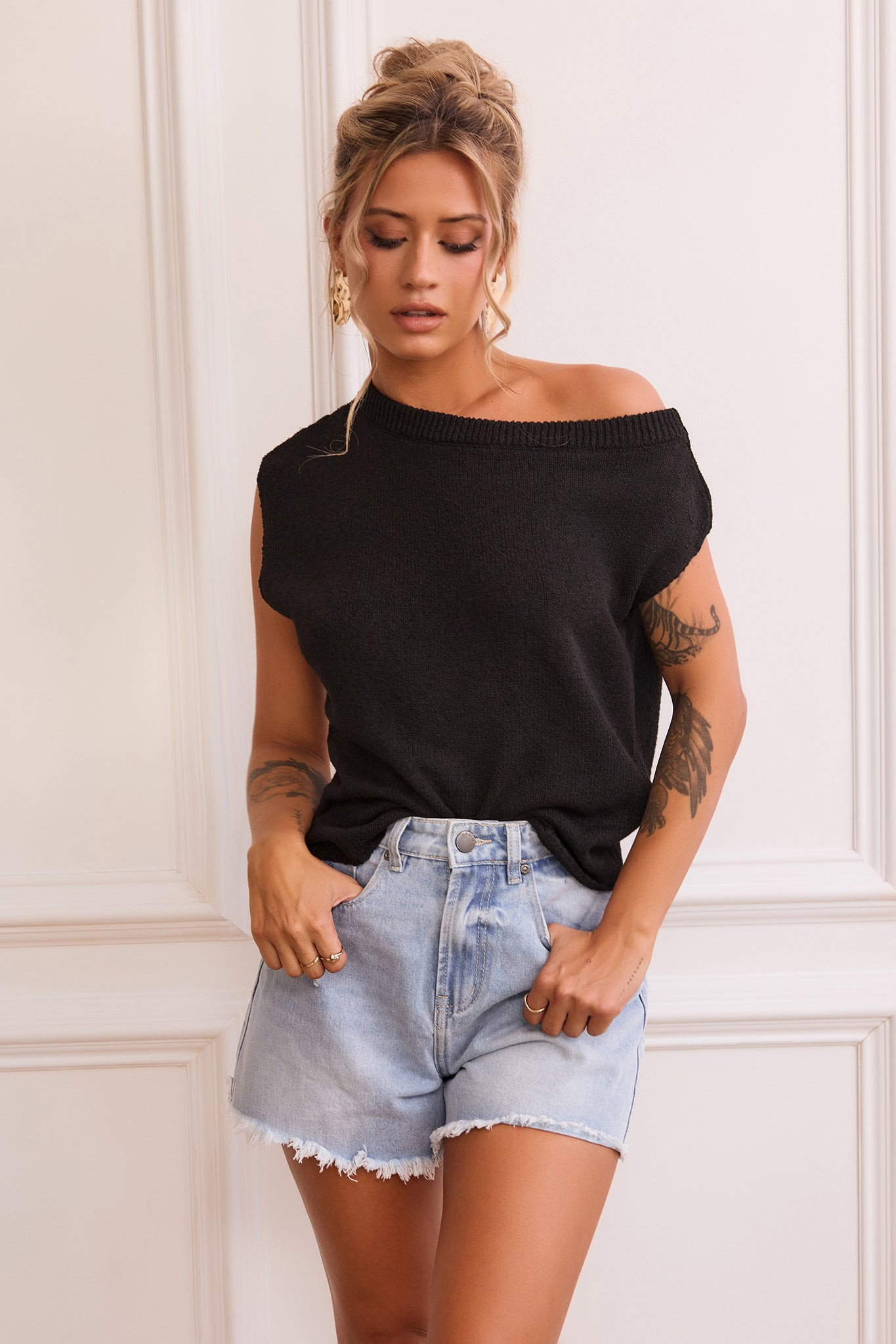 Soul Searching Denim Shorts - Washed Blue