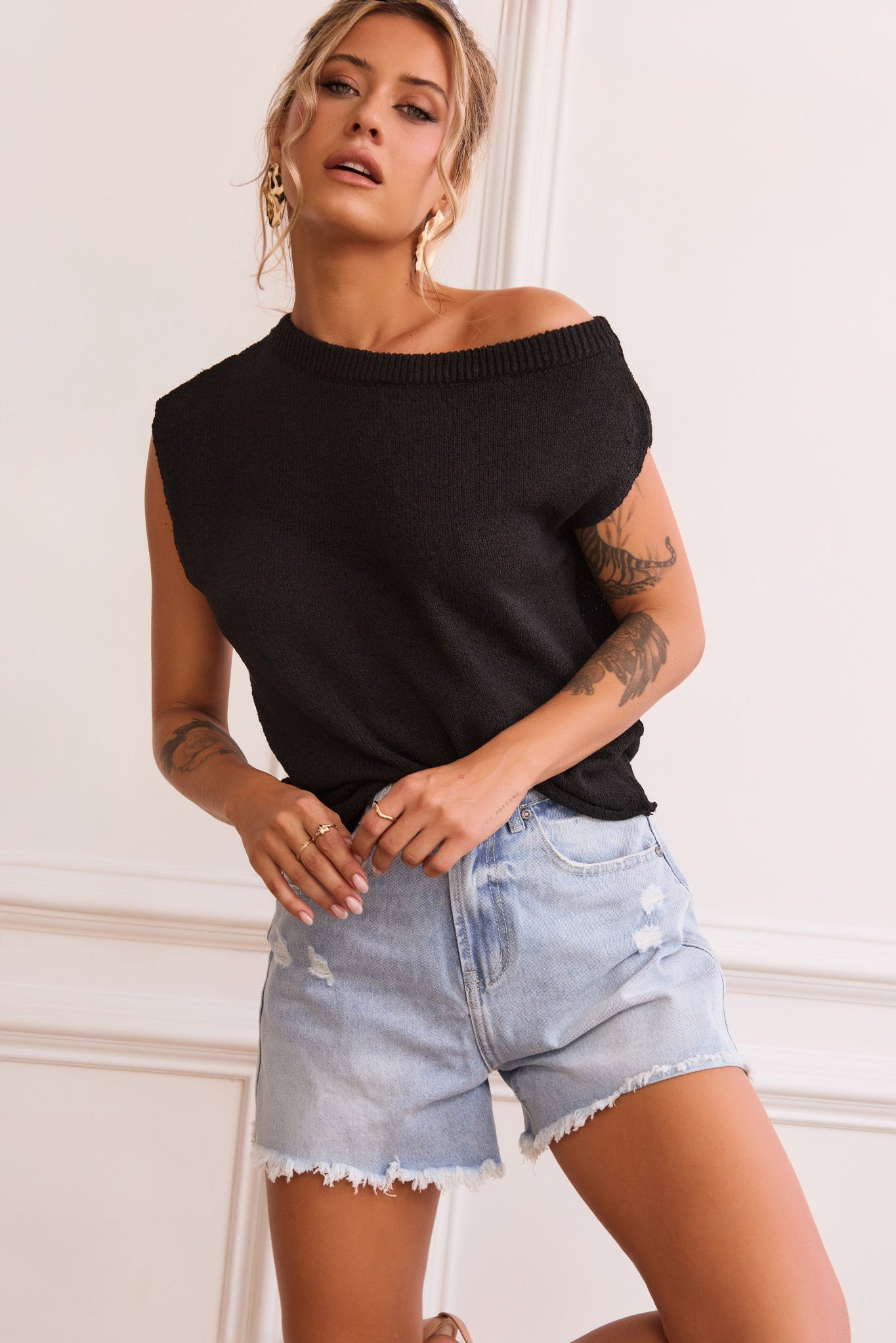 Soul Searching Denim Shorts - Washed Blue