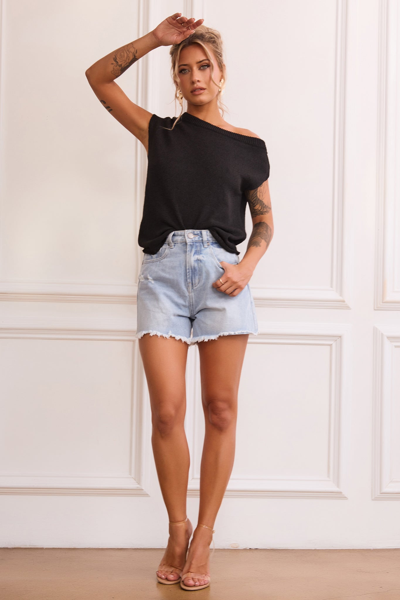 Soul Searching Denim Shorts - Washed Blue