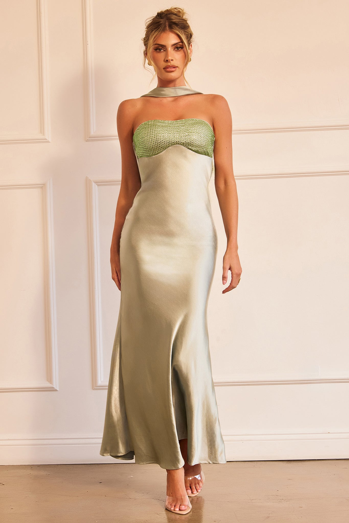 Moonlit Mirage Maxi Dress - Sage