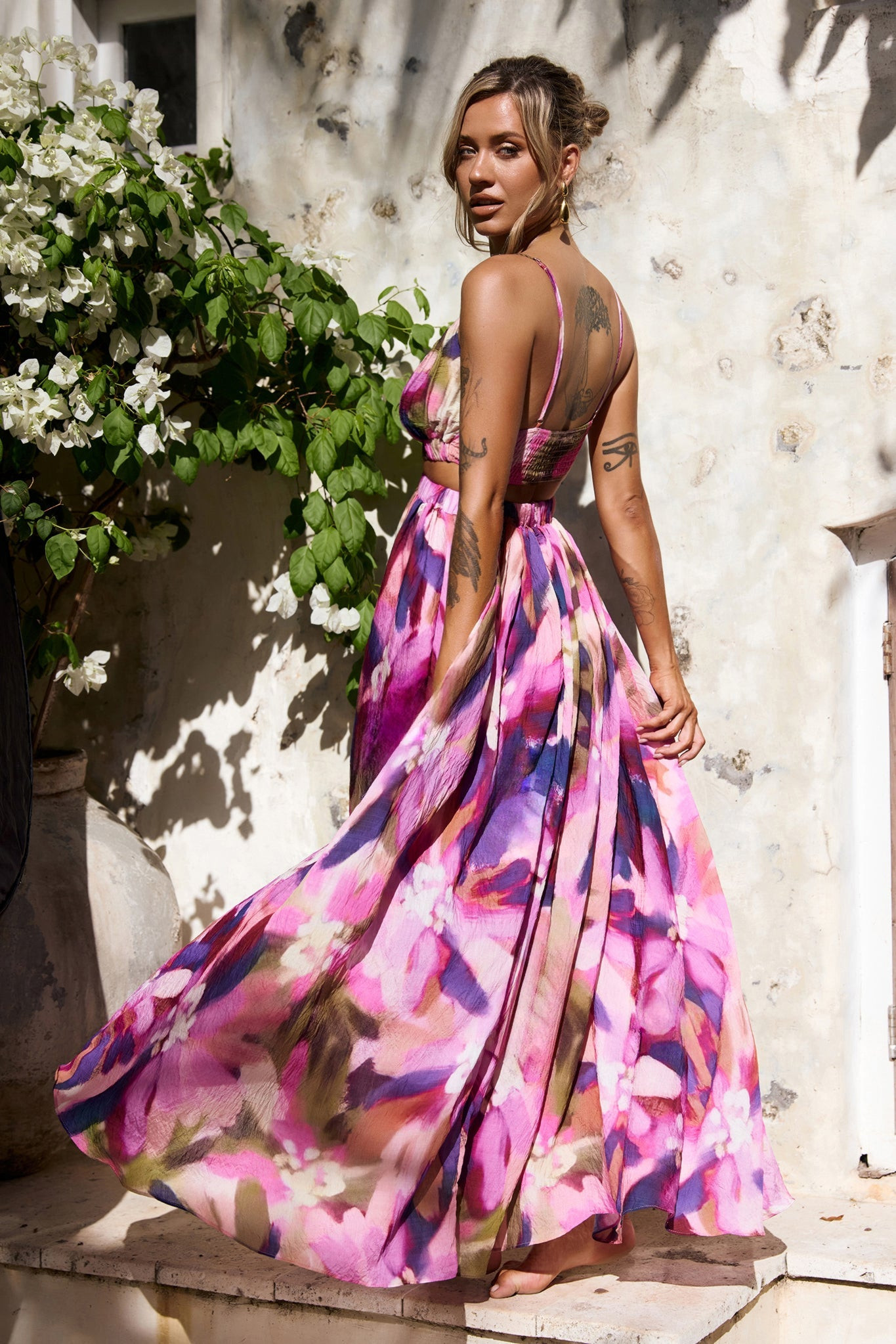 Paradise Bloom Woven Maxi Dress - Purple Multi