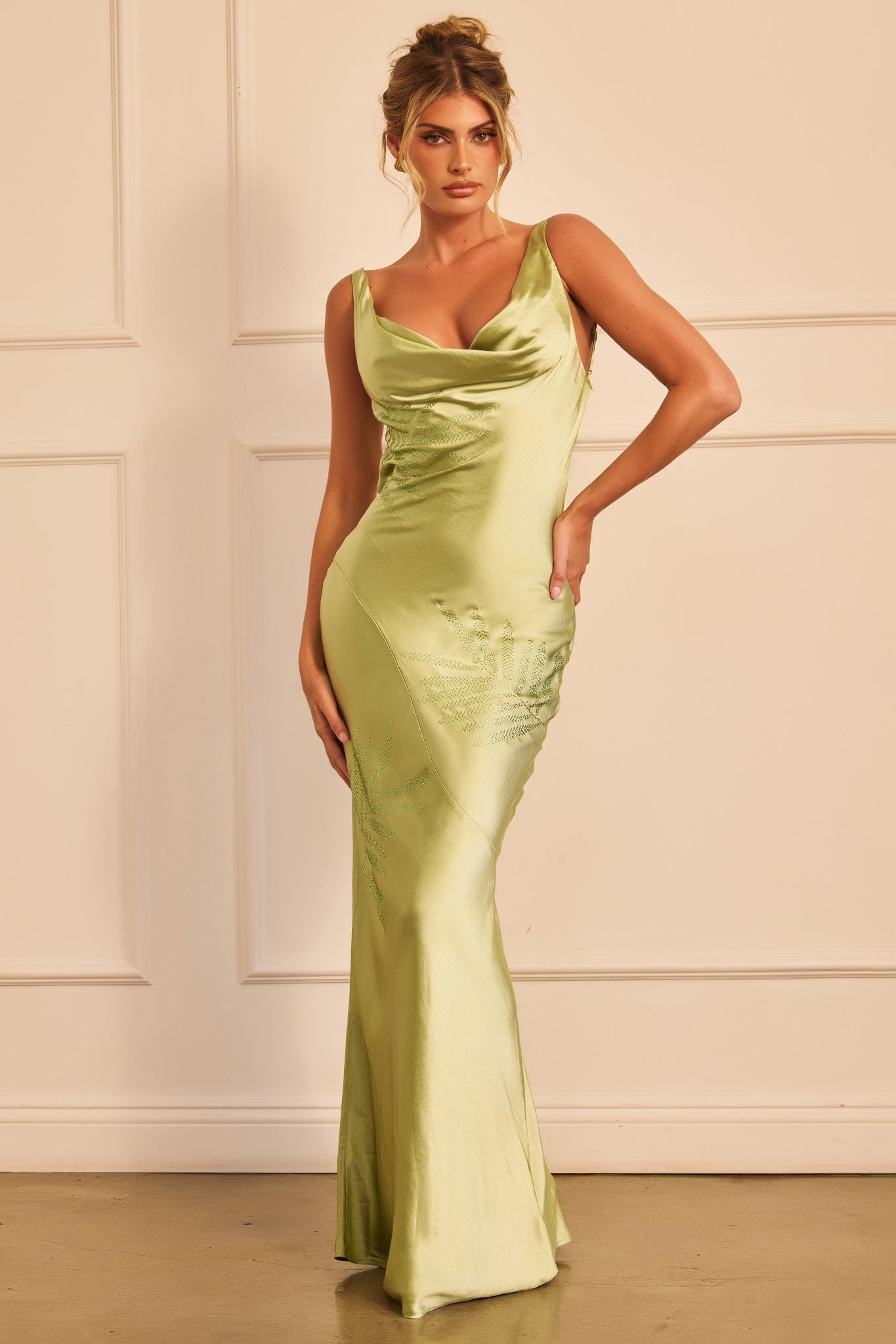 Serein Drape Maxi Dress - Apple Green