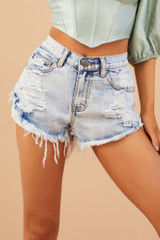Daisy Denim Shorts - Washed Blue | Sage and Paige AUS. Daisy Denim Shorts - Washed Blue | Sage and Paige AUS.