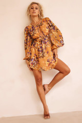 Pulling You In Mini Dress - Mustard Multi | Sage and Paige AUS.
