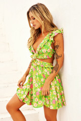 Flying Dreams Mini Dress - Green | Sage and Paige AUS.