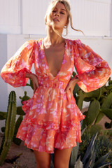 Morning Twist Mini Dress - Orange | Sage and Paige AUS.