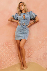 Another Love Denim Mini Dress - Washed Blue | Sage and Paige AUS.