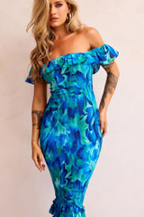Fireball Midi Dress - Blue Multi | Sage and Paige AUS. Fireball Midi Dress - Blue Multi | Sage and Paige AUS.