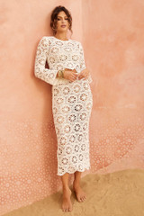 Flora Film Crochet Midi Skirt - White | Sage and Paige AUS.