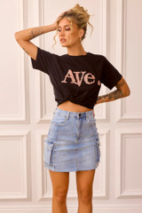 Treat Time Cargo Mini Skirt - Washed Blue | Sage and Paige AUS.