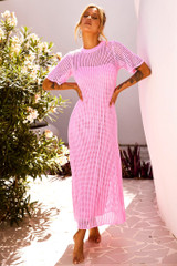 Rosalyn Crochet Maxi Dress - Pink | Sage and Paige AUS.