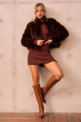 Rossana Faux Fur Jacket - Brown | Sage and Paige AUS.