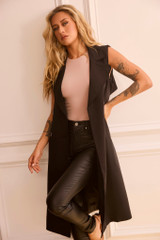 Rowan Sleeveless Trench - Black | Sage and Paige AUS.