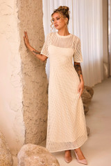 Rosalyn Crochet Maxi Dress - Beige | Sage and Paige AUS.