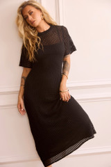 Rosalyn Crochet Maxi Dress - Black | Sage and Paige AUS.