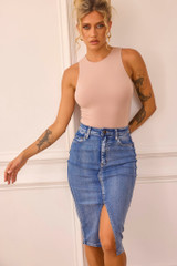 Midnight Sun Denim Midi Skirt - Blue | Sage and Paige AUS.